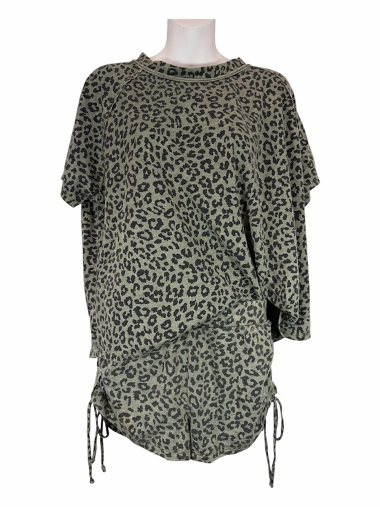 Maronie Pants - Leopard Lounge Set Maronie Olive Green Oversized Top Drawstring Shorts S Boho